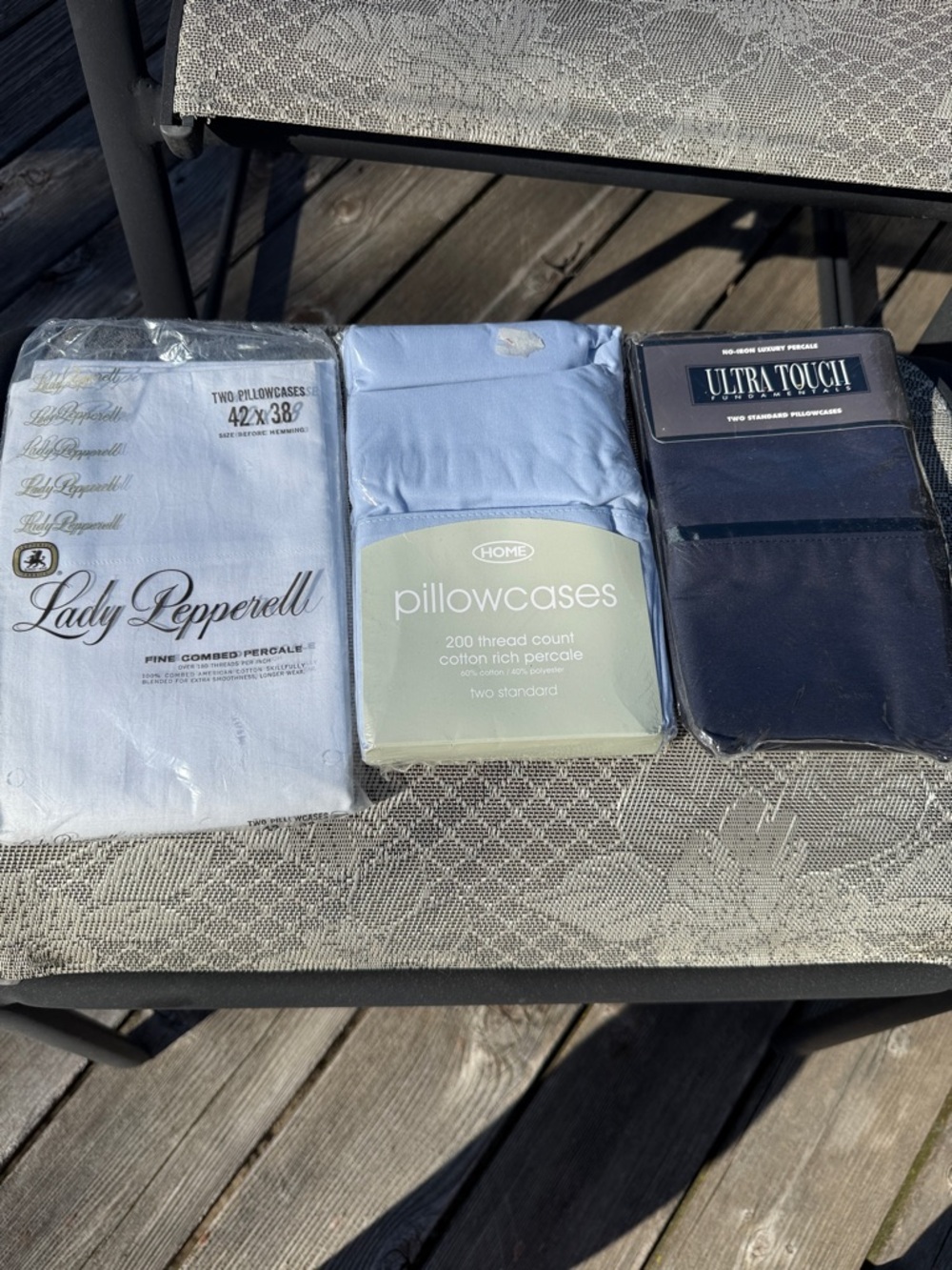 Multiples Pillowcases Set in Light Blue and Navy